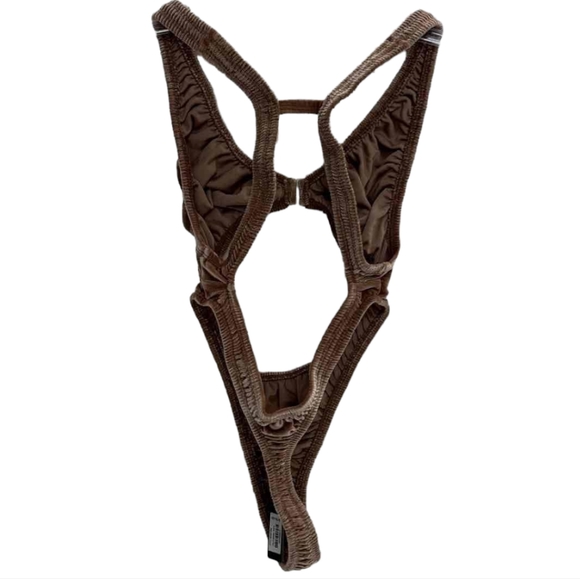 SKIMS "Sienna" Rose-Brown Velevet One-Piece Bodysuit Lingerie Size S - Picture 5 of 9